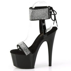 Platform Rhinestone Lace Up Back High Heel Shoes